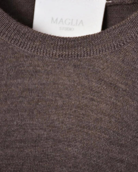 Crewneck 12 GG Merino - Brown - MagliaStudio - Knitwear
