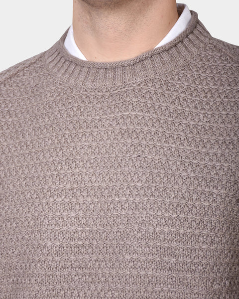 Crewneck Slub Knit Chunky - Brown - MagliaStudio - Knitwear