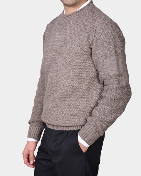 Crewneck Slub Knit Chunky - Brown - MagliaStudio - Knitwear