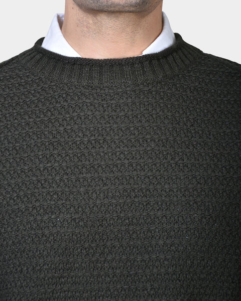Crewneck Slub Knit Chunky - Green - MagliaStudio - Knitwear