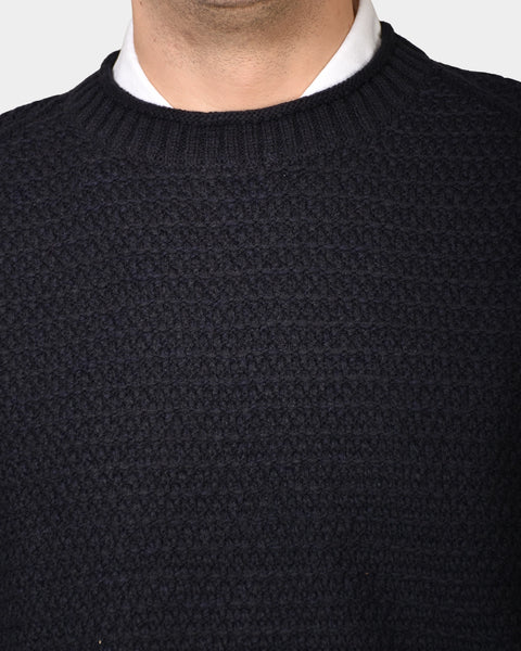 Crewneck Slub Knit Chunky - Navy - MagliaStudio - Knitwear