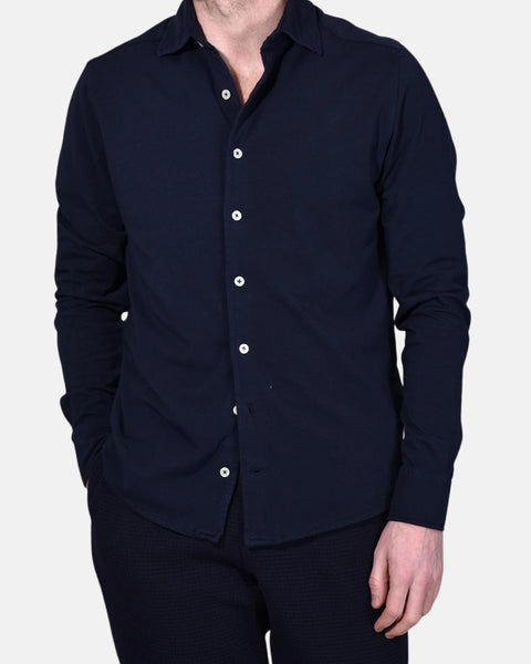 Jersey Stretch Shirt - Navy - MagliaStudio - Skjortor