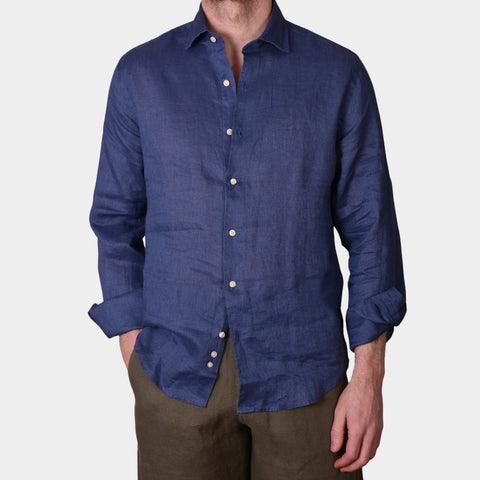 Linen Full Button Shirt - Marin - MagliaStudio - Skjortor
