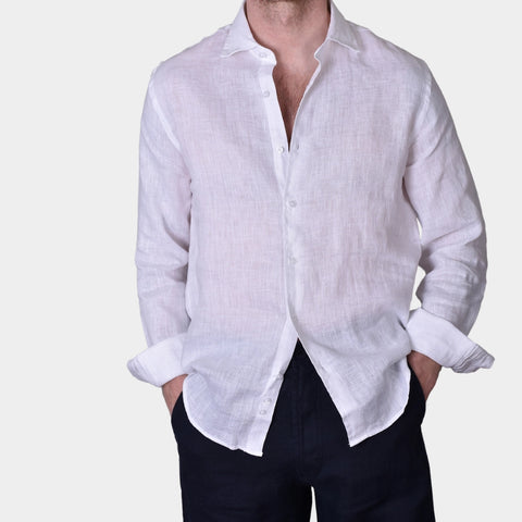 Linen Full Button Shirt - White - MagliaStudio - Skjortor