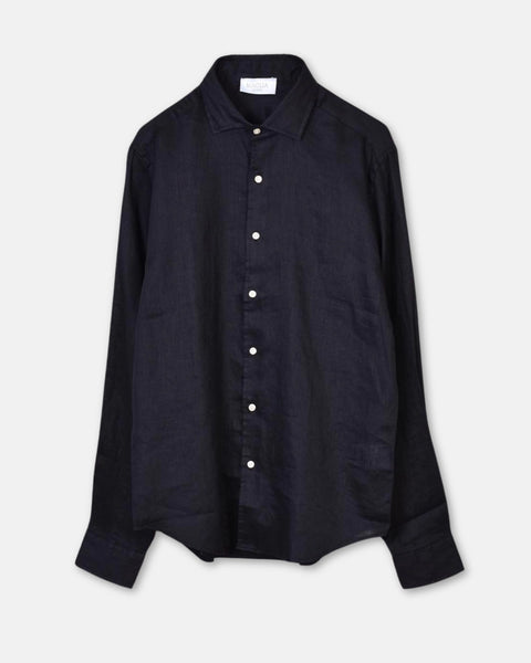 Linen Full Button Shirt - Black - MagliaStudio - Skjortor