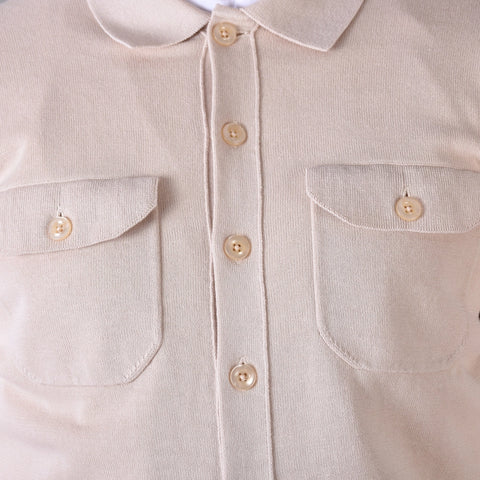 Knitted Cotton Overshirt - Beige - MagliaStudio - Knitwear