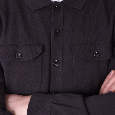 Knitted Cotton Overshirt - Brown - MagliaStudio - Knitwear