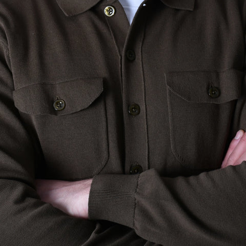 Knitted Cotton Overshirt - Green - MagliaStudio - Knitwear