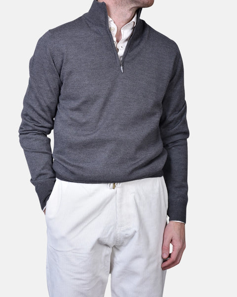 Merino 12 GG Half Zip - Grey - MagliaStudio - Knitwear