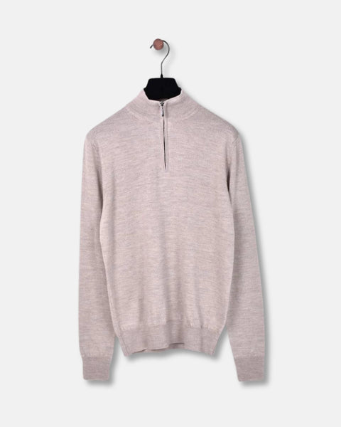 Merino 12 GG Half Zip - Beige - MagliaStudio - Knitwear