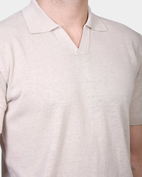 Open Polo Linen Blend - Beige - MagliaStudio - Polotröjor