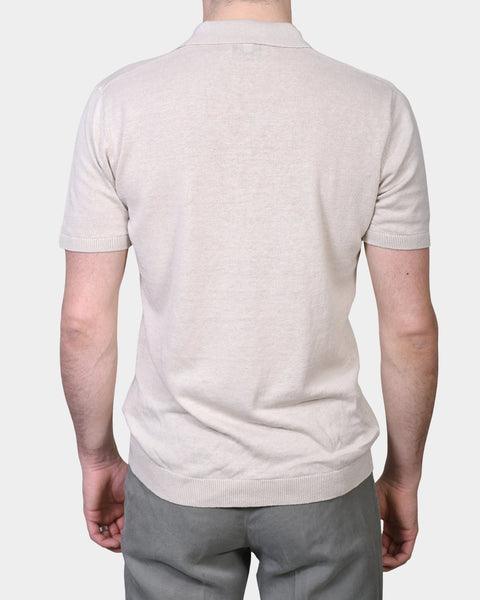 Open Polo Linen Blend - Beige - MagliaStudio - Polotröjor