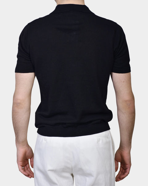 Open Polo Linen Blend - Black - MagliaStudio - Polotröjor
