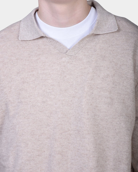 Open Polo Long Sleeve Cash/Blend - NATURAL - MagliaStudio - Knitwear
