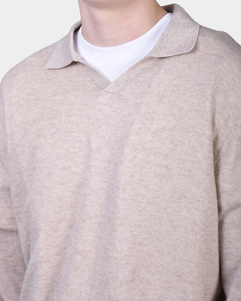 Open Polo Long Sleeve Cash/Blend - NATURAL - MagliaStudio - Knitwear