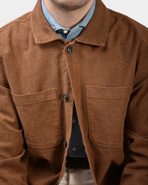 Overshirt Full Button Twill Cotton - Brown - MagliaStudio - Skjortor