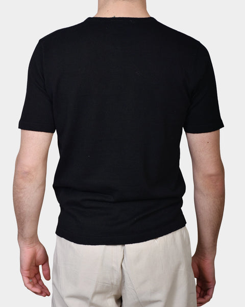 T-shirt Knit Linen Blend - Black - MagliaStudio - T-Shirt