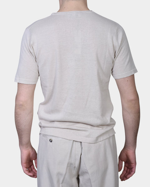 T-shirt Knit Linen Blend - Beige - MagliaStudio - T-Shirt