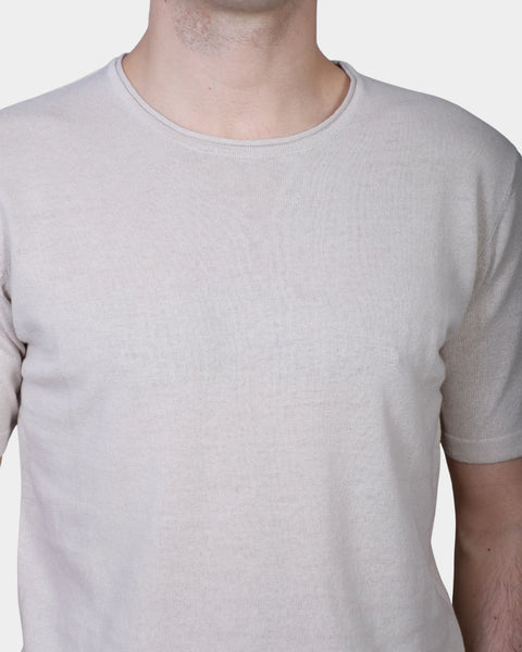 T-shirt Knit Linen Blend - Beige - MagliaStudio - T-Shirt