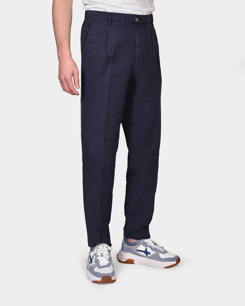 Tencel Trouser - Navy - MagliaStudio - Byxor