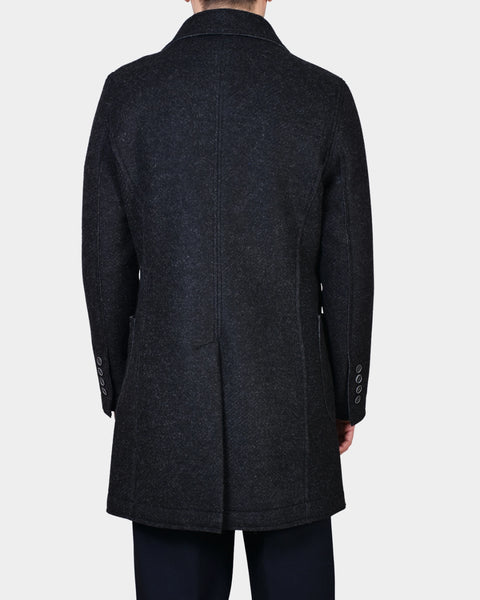 Two Color Boiled Wool Coat - Black - MagliaStudio - Rockar