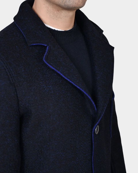Two Color Boiled Wool Coat - Navy - MagliaStudio - Rockar