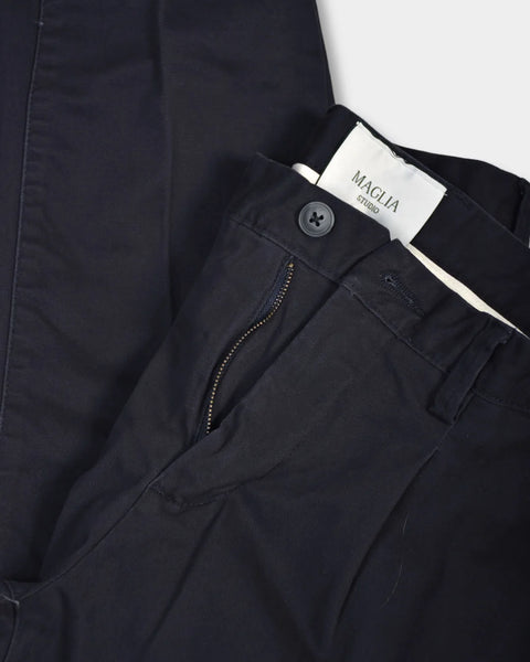 Cotton Turn Up Trouser - Navy - MagliaStudio - Byxor