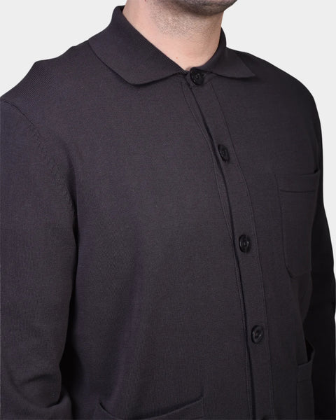 New Knitted Overshirt Pocket - Brown - MagliaStudio - Knitwear