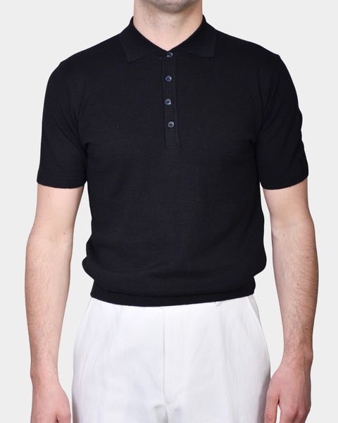 Polo Button Linen Blend - Black - MagliaStudio - Polotröjor