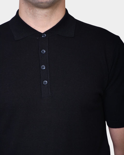 Polo Button Linen Blend - Black - MagliaStudio - Polotröjor