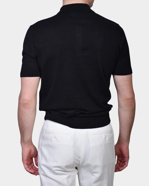 Polo Button Linen Blend - Black - MagliaStudio - Polotröjor