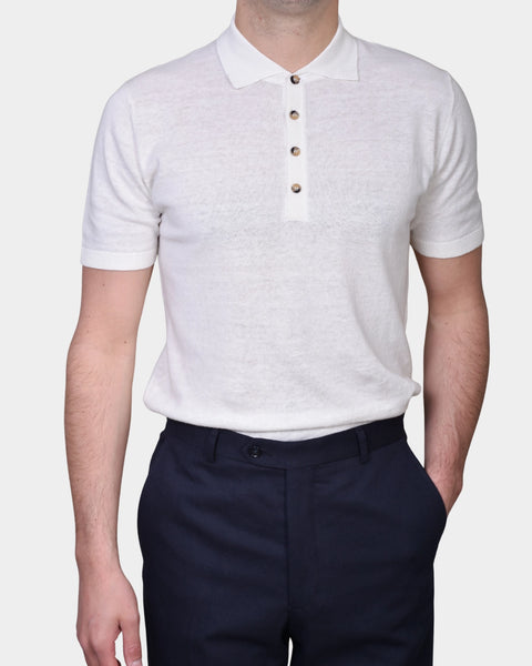 Polo Button Linen Blend - Ecru - MagliaStudio - Polotröjor