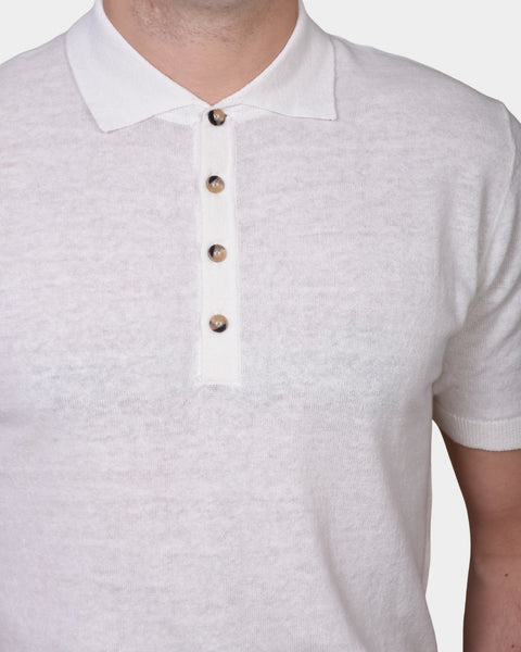 Polo Button Linen Blend - Ecru - MagliaStudio - Polotröjor