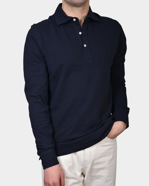 Popover Polo Piké Long Sleeve - Navy - MagliaStudio - Polotröjor