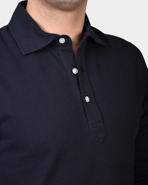 Popover Polo Piké Long Sleeve - Navy - MagliaStudio - Polotröjor