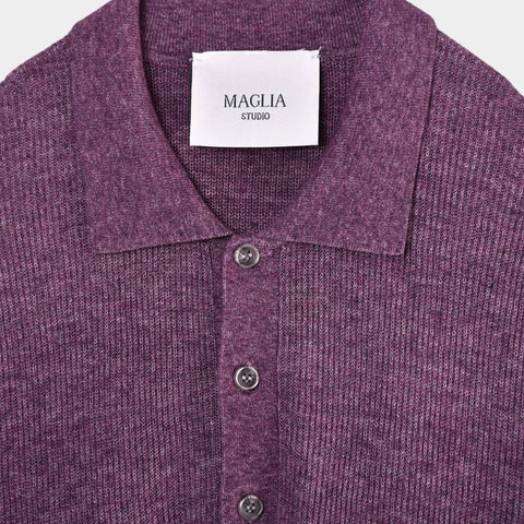 Knitted SS Polo - Purple - MagliaStudio - Polotröjor