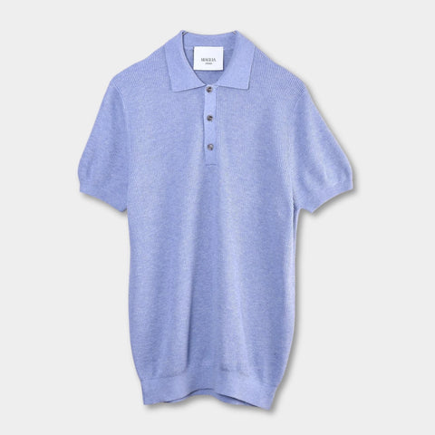 Knitted SS Polo - Sky Blue - MagliaStudio - Polotröjor