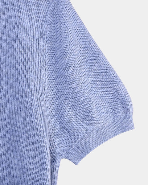 Knitted SS Polo - L Blue - MagliaStudio - Polotröjor