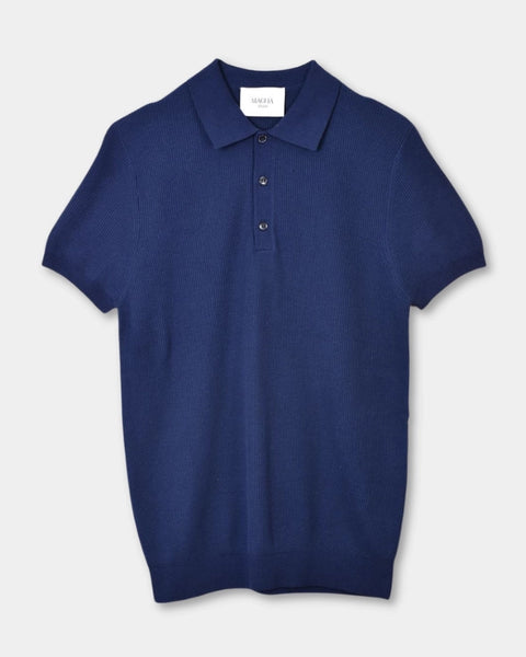 Knitted SS Polo - Navy - MagliaStudio - Polotröjor