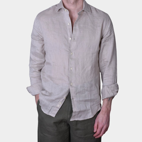 Linen Full Button Shirt - Sand - MagliaStudio - Skjortor