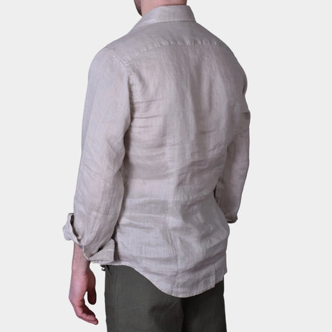 Linen Full Button Shirt - Sand - MagliaStudio - Skjortor