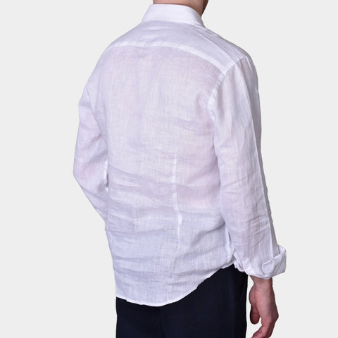 Linen Full Button Shirt - White - MagliaStudio - Skjortor