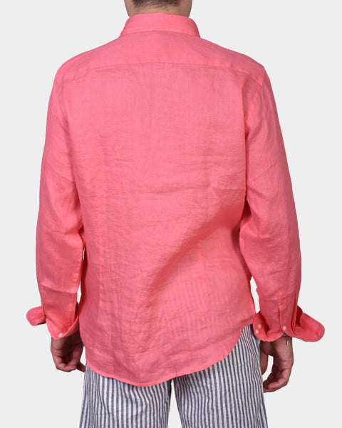 Linen Full Button Shirt - Coral - MagliaStudio - Skjortor
