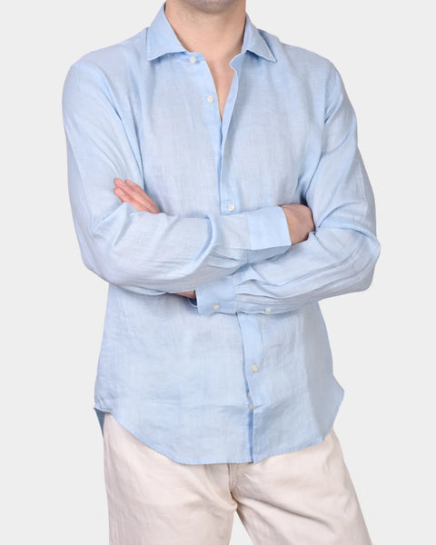 Linen Full Button Shirt - Sky Blue - MagliaStudio - Skjortor