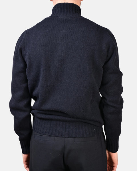 Half Zip 7 GG Lambswool - Navy - MagliaStudio - Knitwear