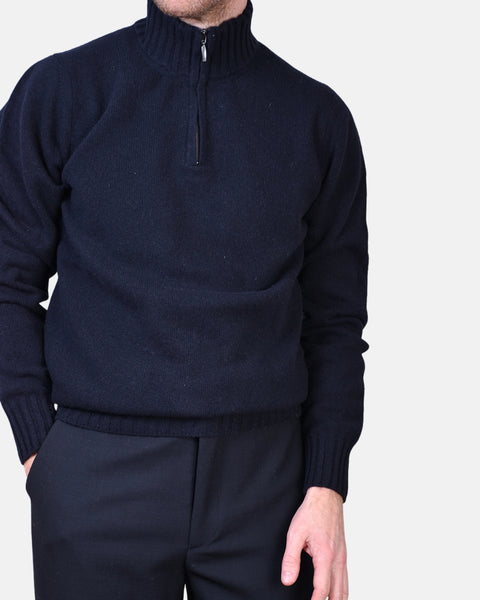 Half Zip 7 GG Lambswool - Navy - MagliaStudio - Knitwear