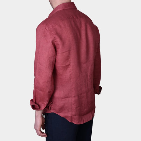 Linen Full Button Shirt - Wine - MagliaStudio - Skjortor