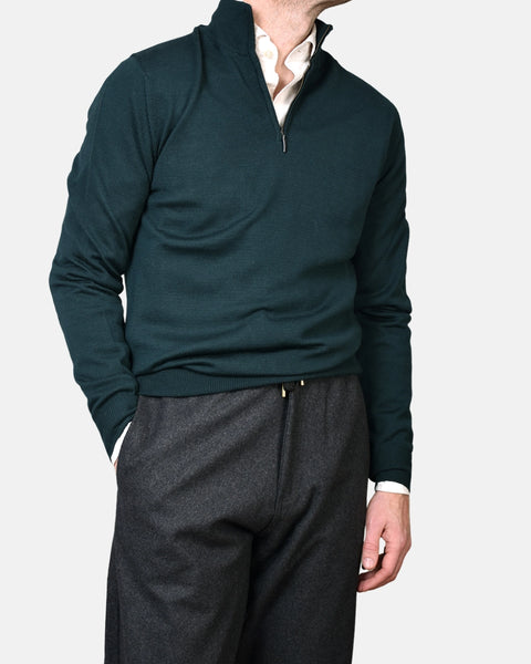 Merino 12 GG Half Zip - Green - MagliaStudio - Knitwear