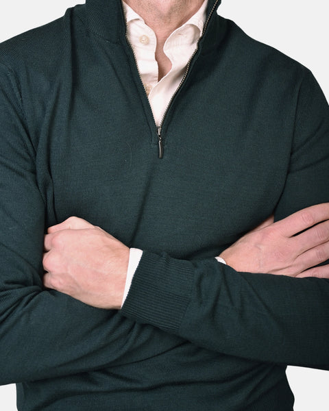 Merino 12 GG Half Zip - Green - MagliaStudio - Knitwear