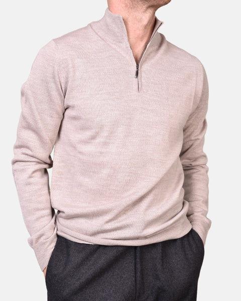 Merino 12 GG Half Zip - Light Beige - MagliaStudio - Knitwear